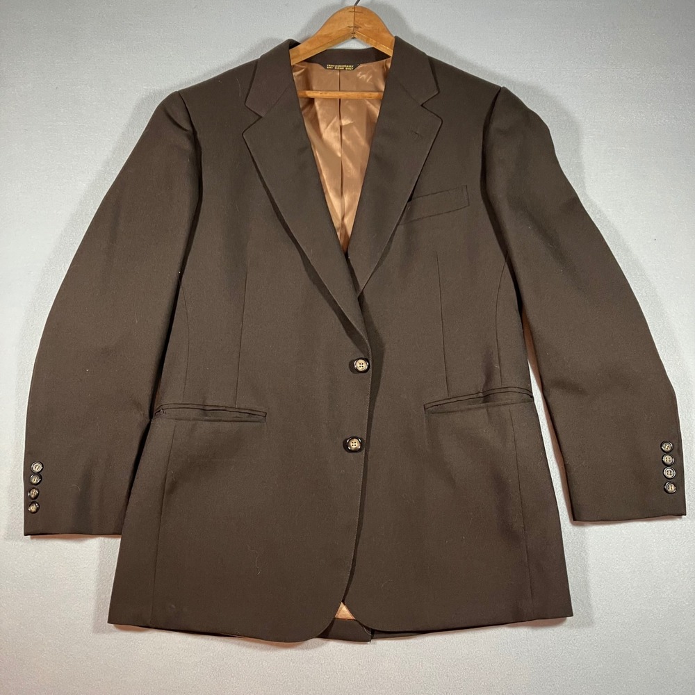 Vintage Cricketeer Brown Two Button Blazer Sport Coat Union Made USA Mens 40R